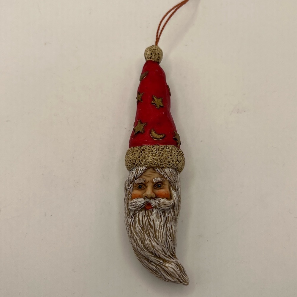 Vintage Christmas Decoration 4.5” Santa Face Resin Primitive Old World.